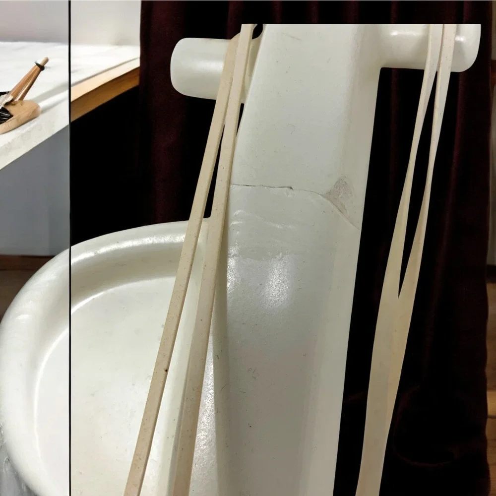 Lot 2 Vintage Red Wing Pottery Violin Cello Ivory Wall Pocket Planter M1484 READ